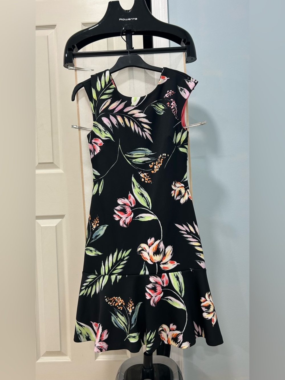 Vince Camuto Black Floral Fit-and-Flare Girls Dress